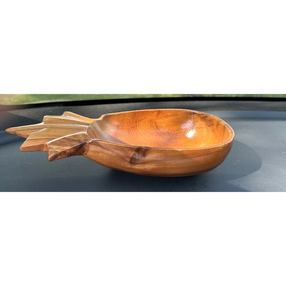 Vintage Alii Woods Honolulu Monkey Pod Pineapple Bowl Hand Carved Hawaii MCM